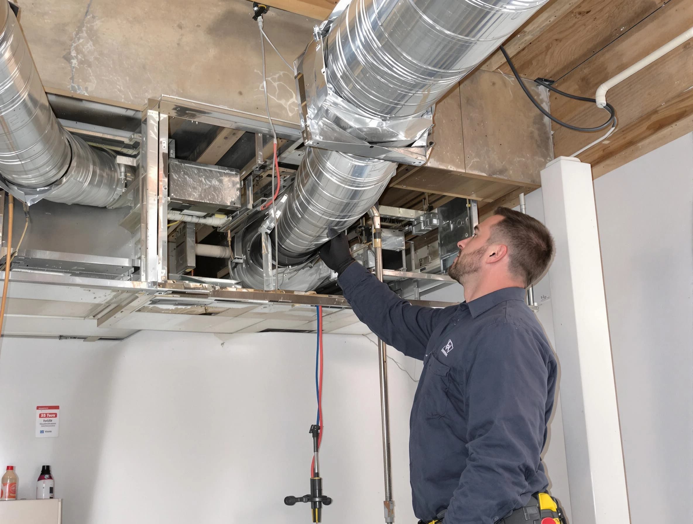 Phoenix Air Duct Cleaning technician performing professional air duct repair using specialized tools in Phoenix