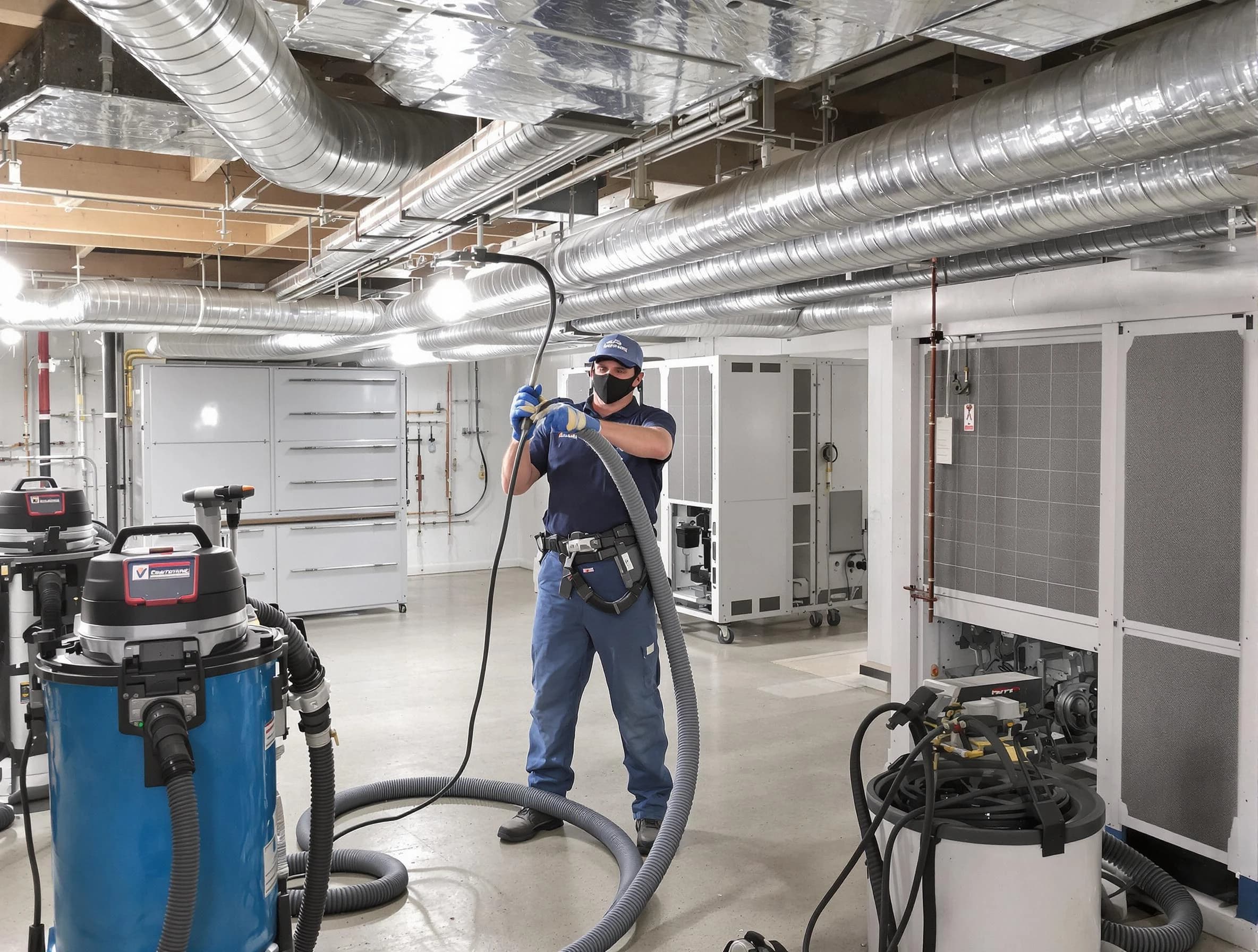 Phoenix Air Duct Cleaning specialist performing thorough central air duct cleaning for improved system efficiency in Phoenix