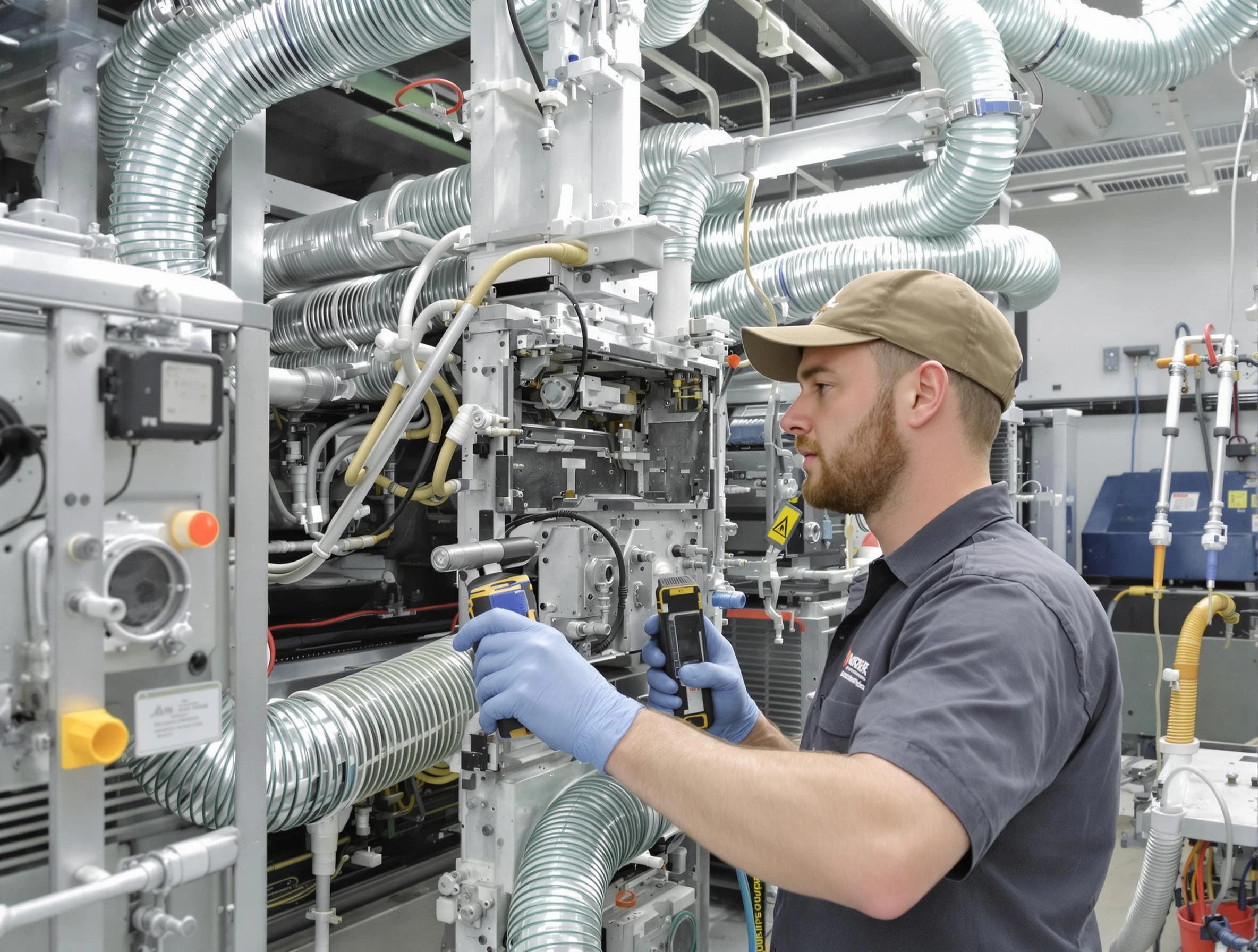Phoenix Air Duct Cleaning technician performing precision commercial coil cleaning at a business facility in Phoenix
