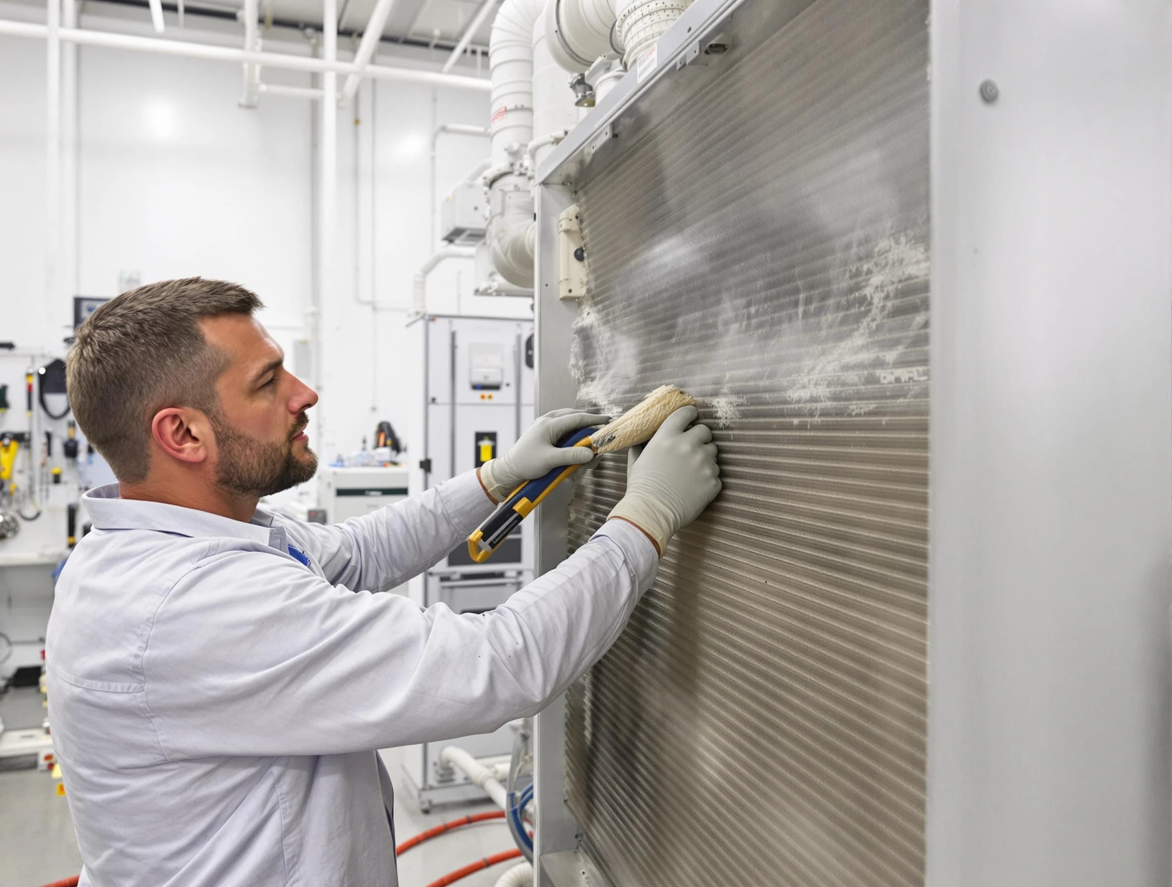 Phoenix Air Duct Cleaning technician performing precision commercial coil cleaning at a Phoenix business