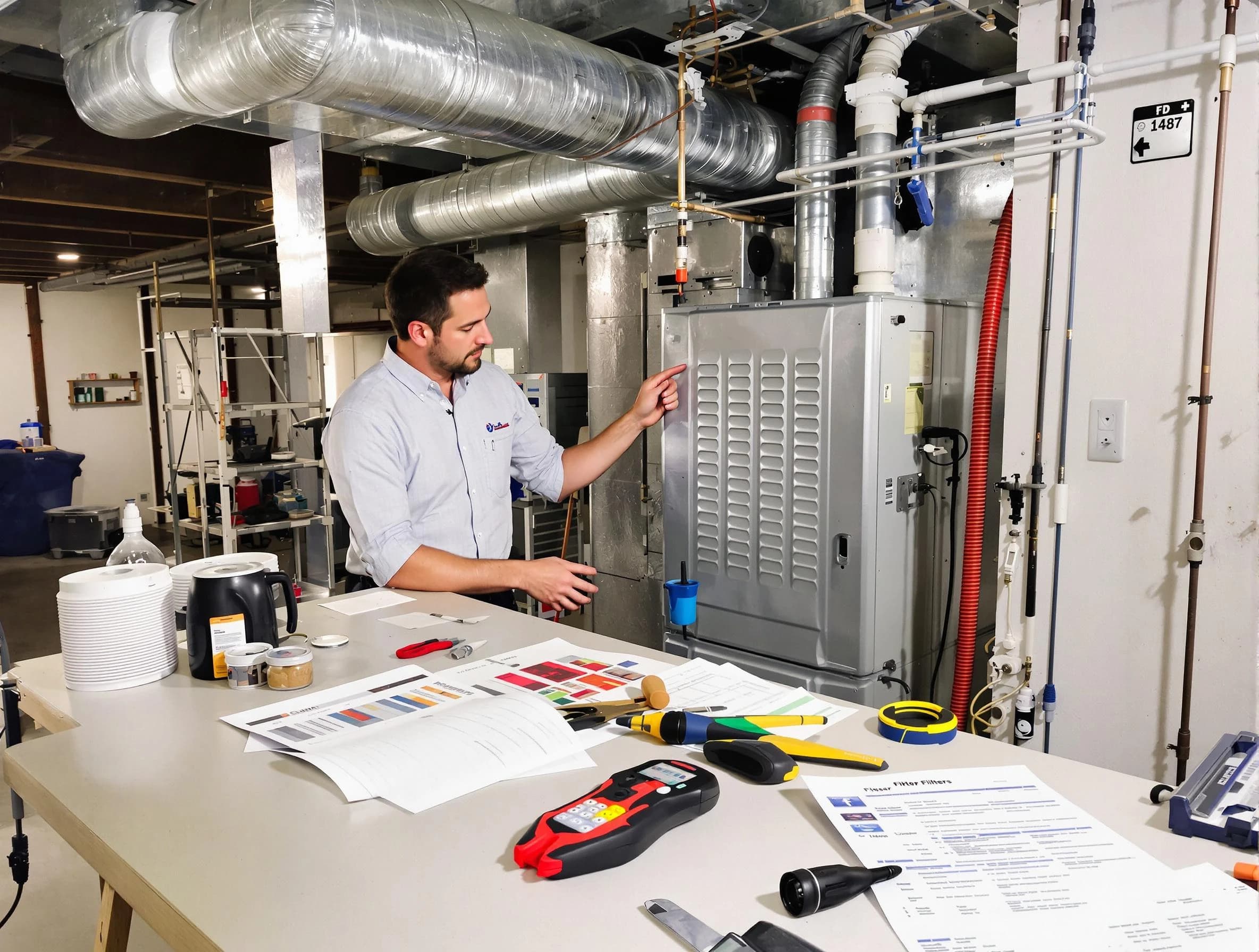 Phoenix Air Duct Cleaning inspector conducting detailed filter system evaluation using professional diagnostic tools in Phoenix
