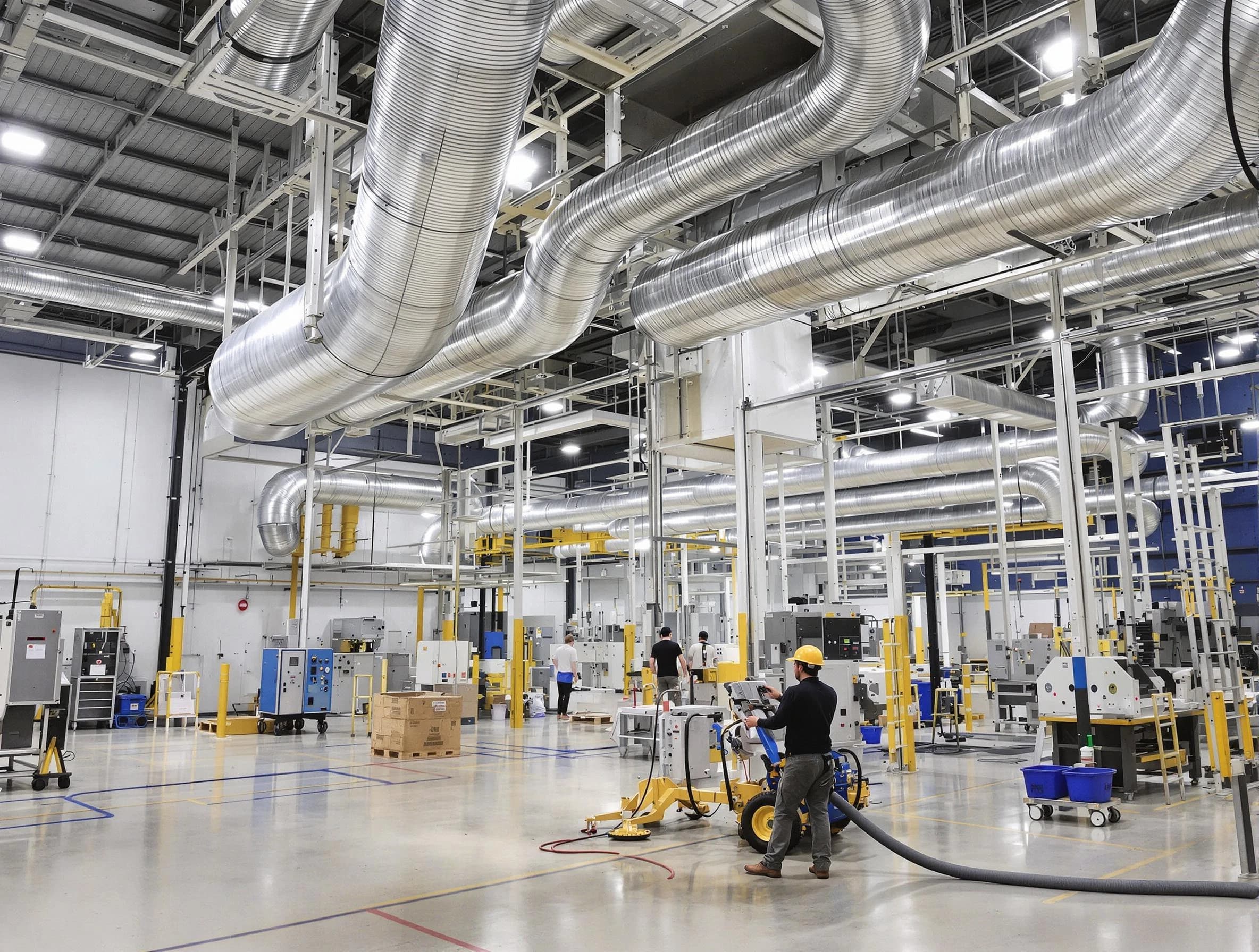 Phoenix Air Duct Cleaning team performing comprehensive industrial duct cleaning at a large facility in Phoenix
