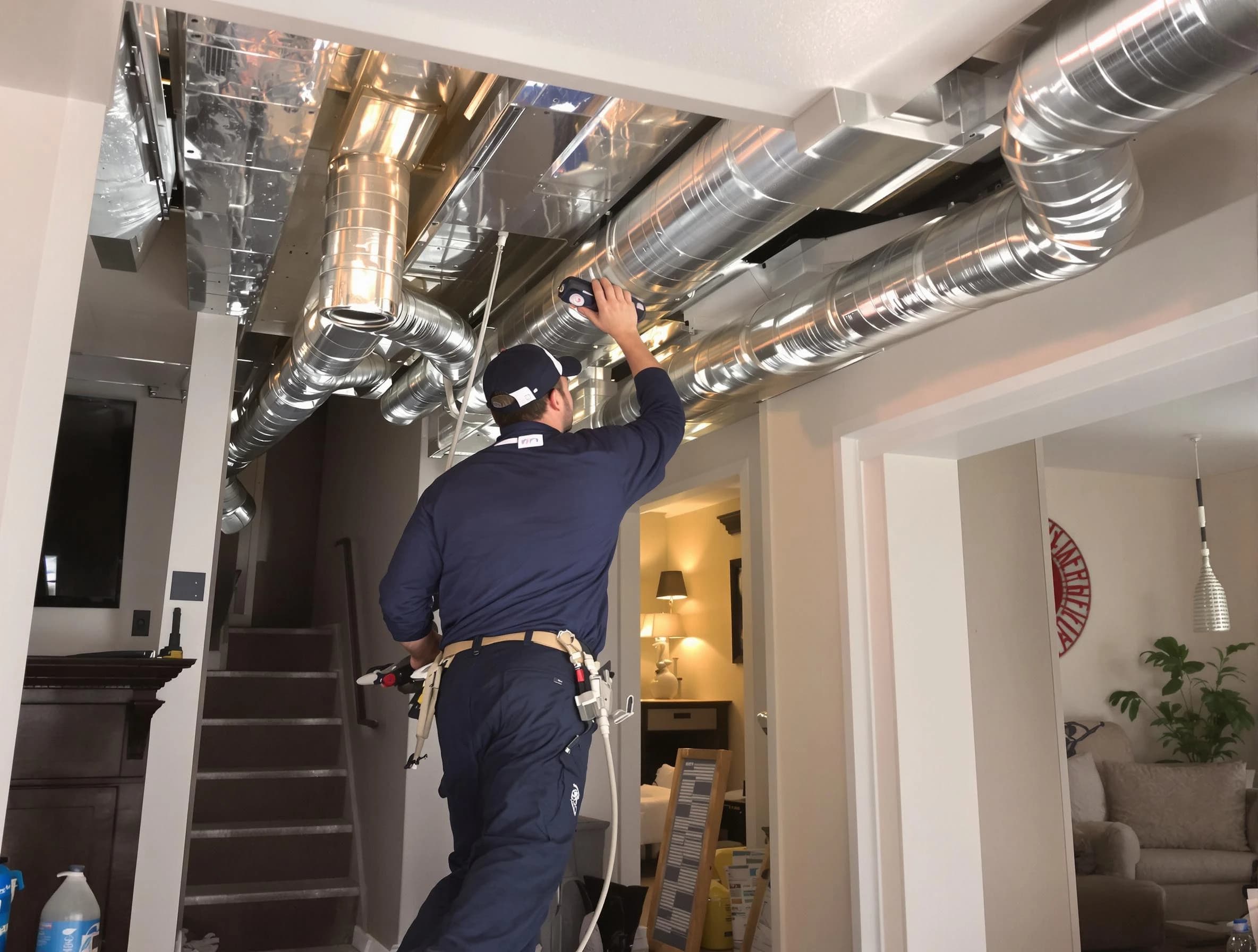Phoenix Air Duct Cleaning expert performing specialized duct cleaning in a mobile home in Phoenix