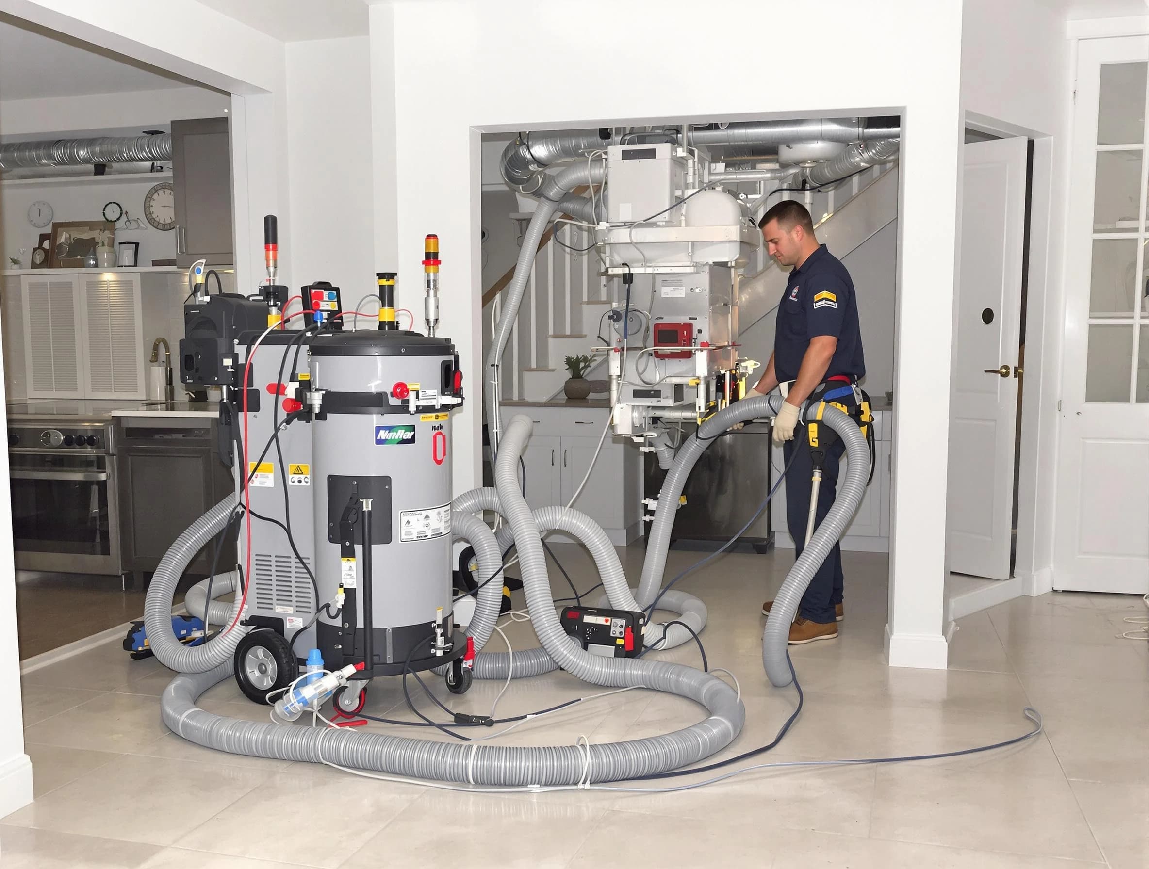 Phoenix Air Duct Cleaning technician operating negative pressure cleaning equipment for thorough duct maintenance in Phoenix