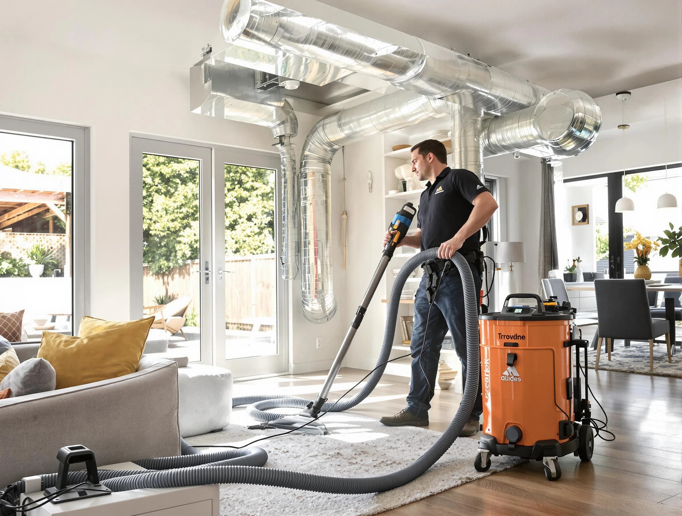 Phoenix Air Duct Cleaning specialist performing thorough residential duct cleaning using advanced equipment in Phoenix