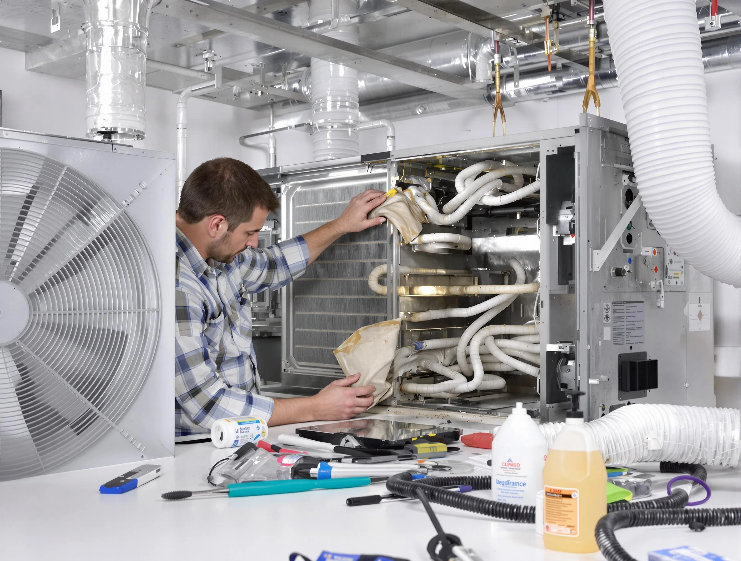 Phoenix Air Duct Cleaning specialist performing precision AC coil cleaning in Phoenix