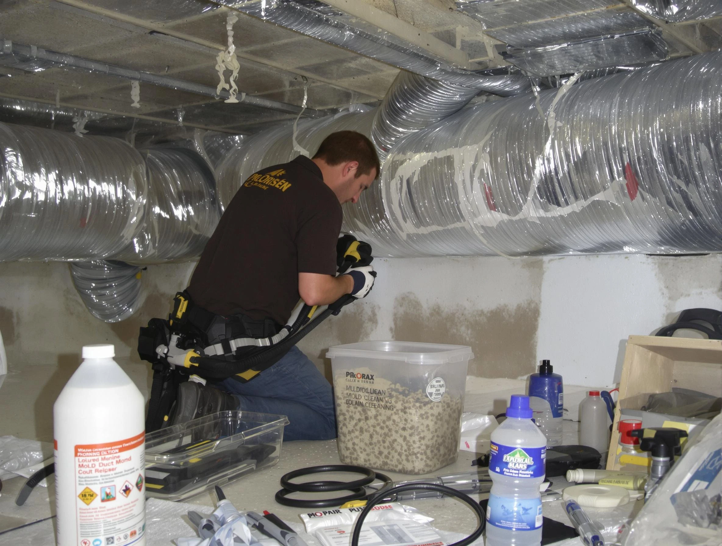 Phoenix Air Duct Cleaning specialist performing professional mold removal from air ducts in Phoenix