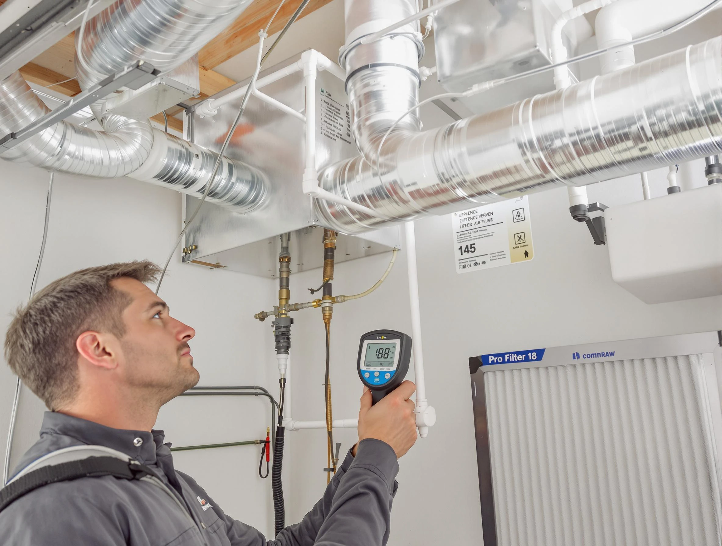 Phoenix Air Duct Cleaning expert conducting detailed filter system inspection using diagnostic tools in Phoenix